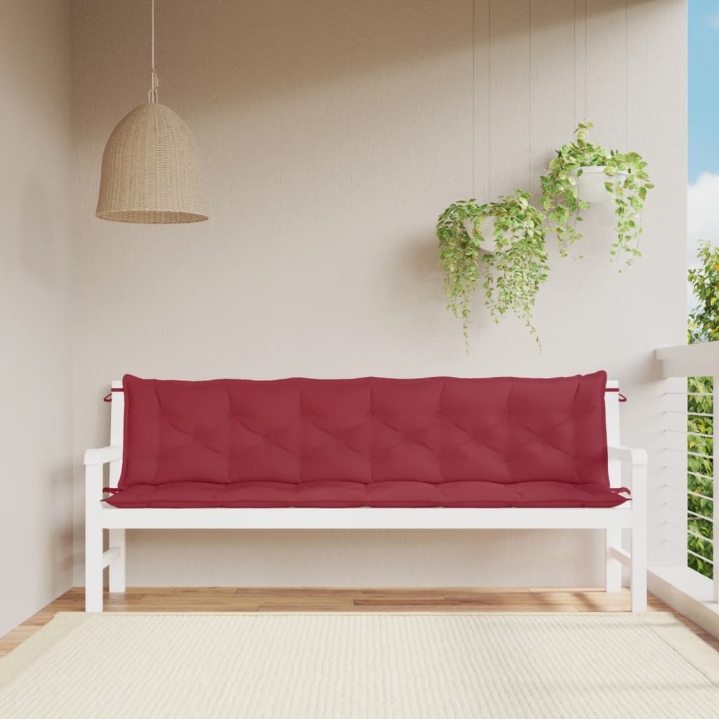 hynder til havebænk 2 stk. 200x50x7 cm oxfordstof vinrød