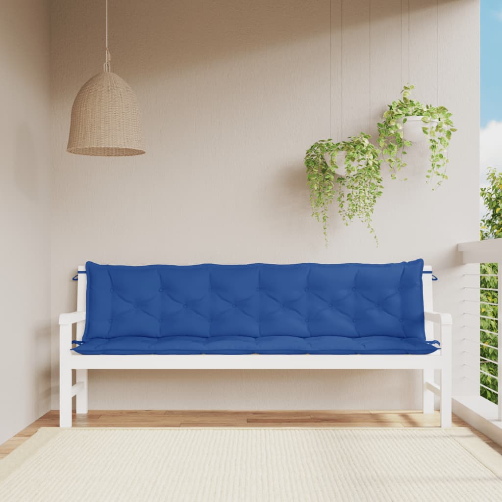 hynder til havebænk 2 stk. 200x50x7 cm oxfordstof blå