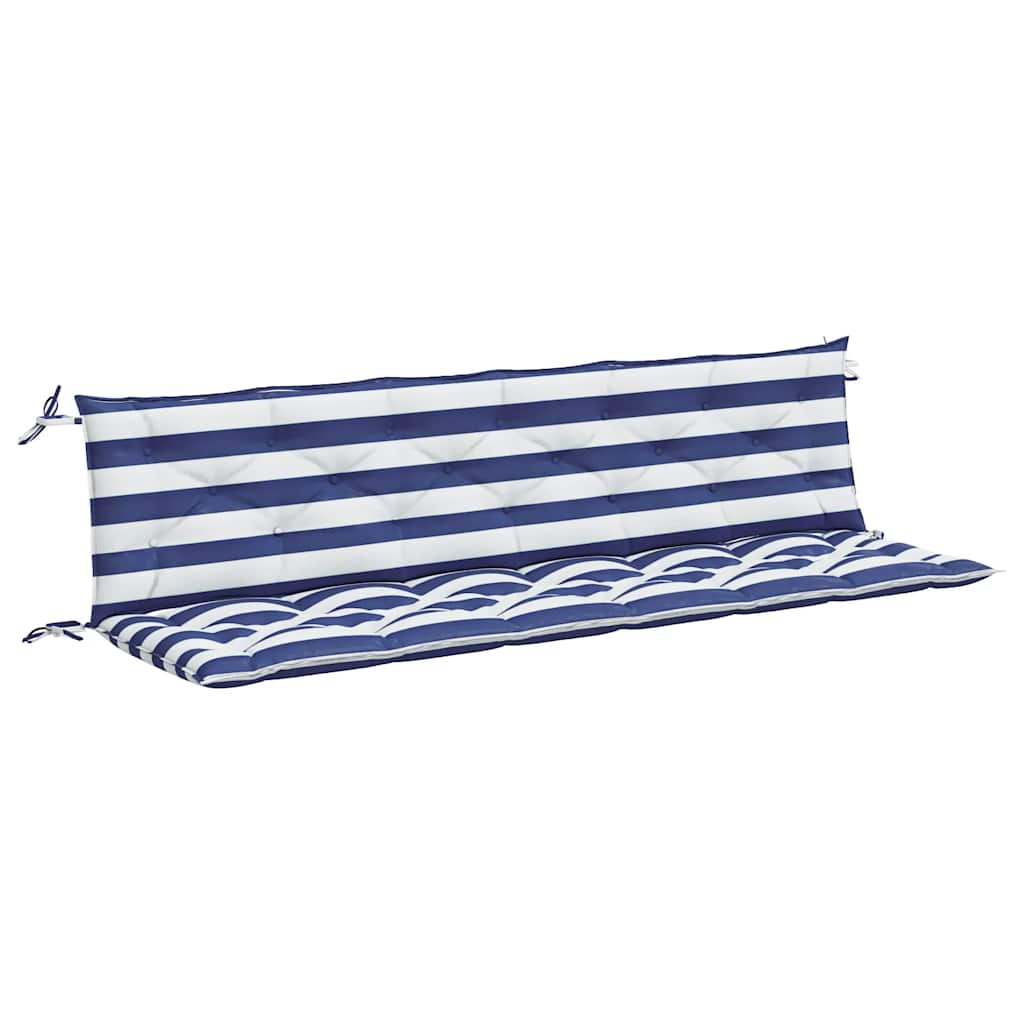 hynder til havebænk 2 stk 200x50x7 cm striber stof blå hvid