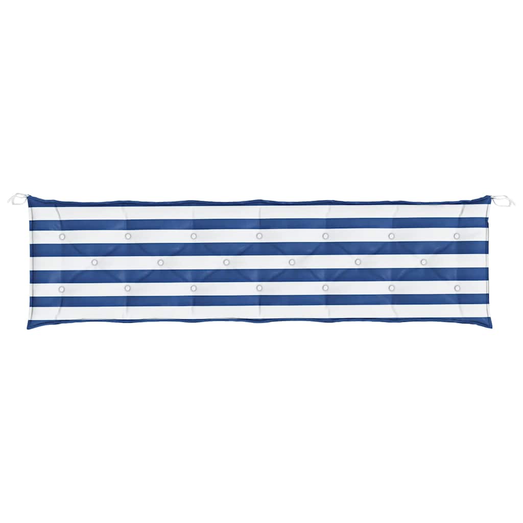 hynder til havebænk 2 stk 200x50x7 cm striber stof blå hvid