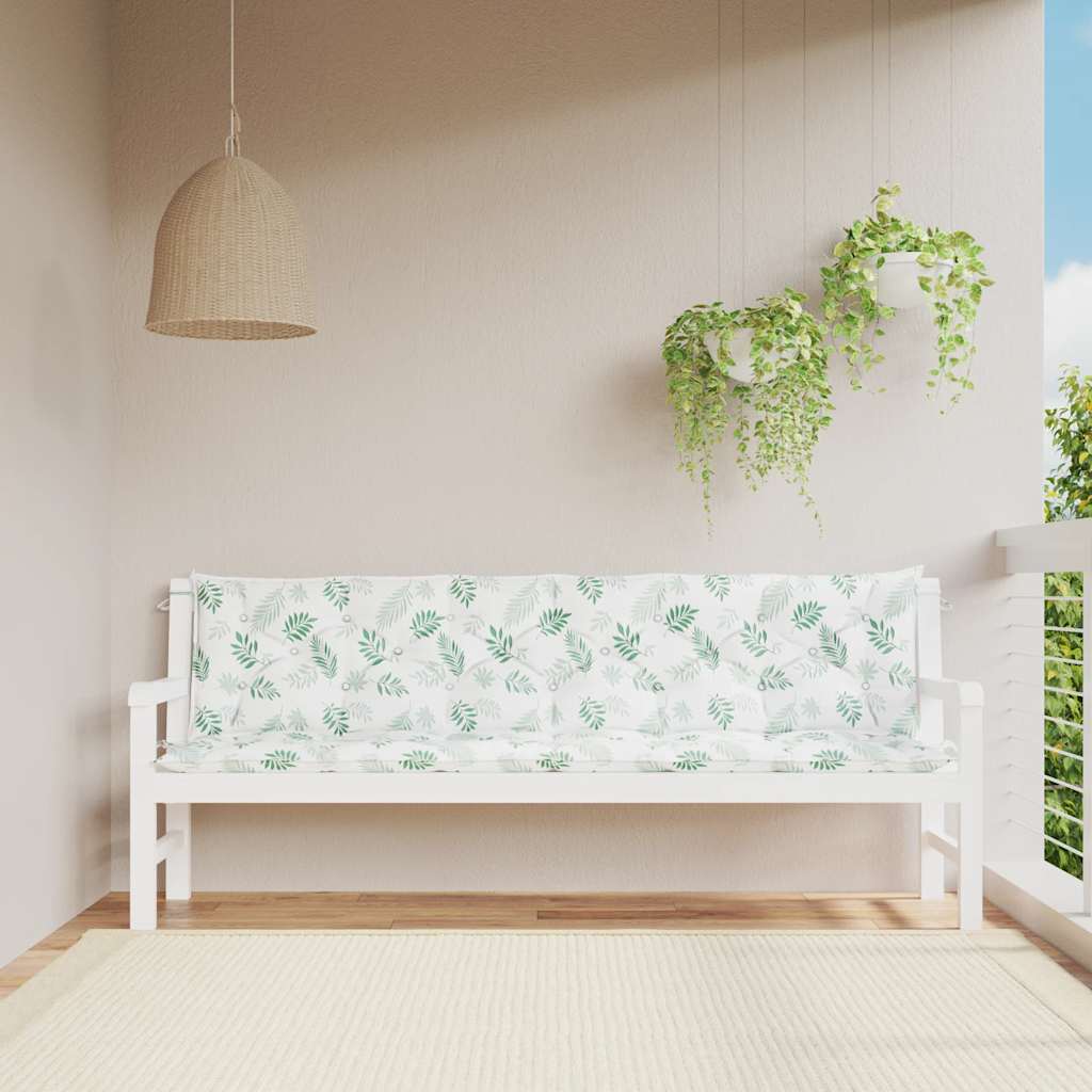 hynder til havebænk 2 stk 200x50x7 cm stof bladmønster