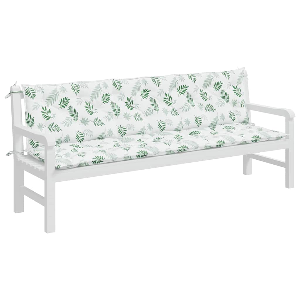 hynder til havebænk 2 stk 200x50x7 cm stof bladmønster