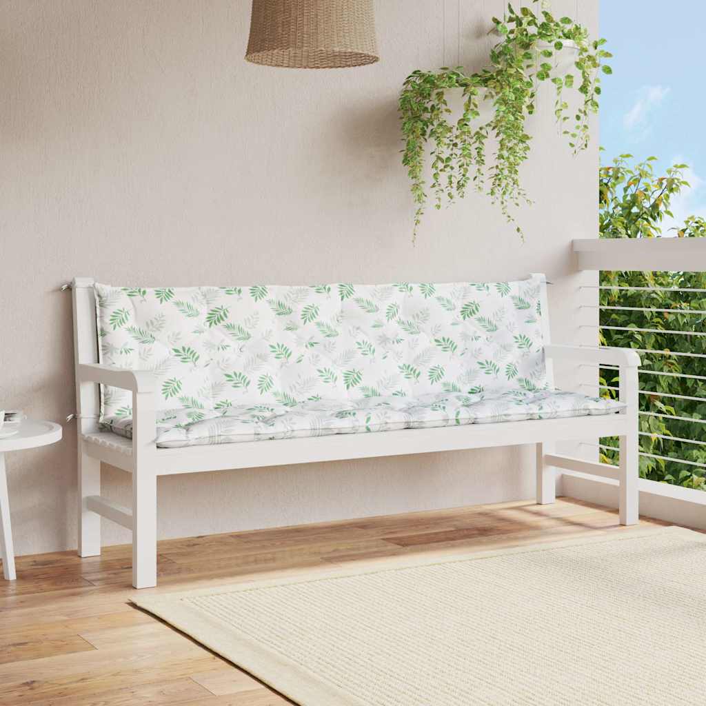 hynder til havebænk 2 stk 200x50x7 cm stof bladmønster