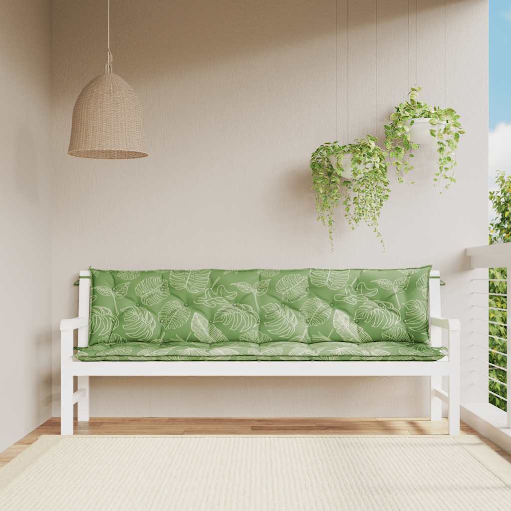 hynder til havebænk 2 stk 200x50x7 cm stof bladmønster
