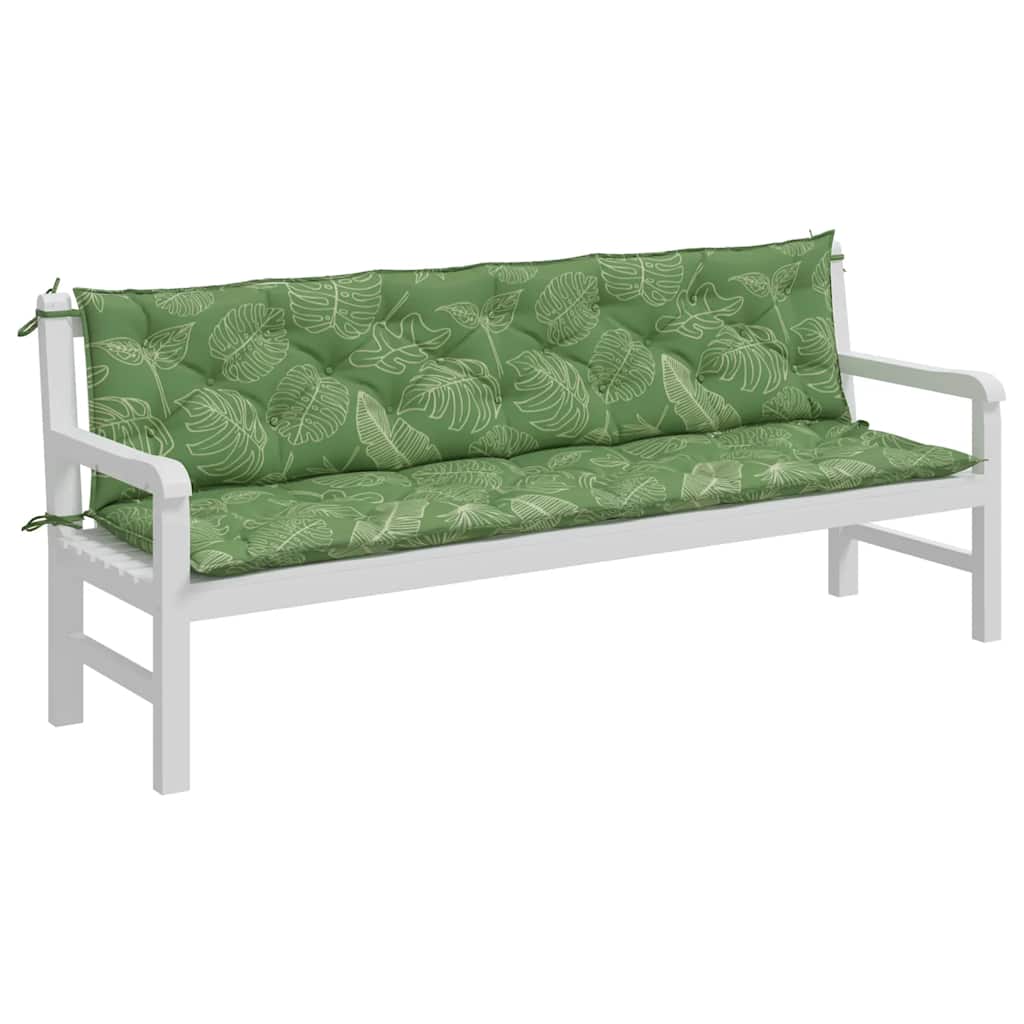 hynder til havebænk 2 stk 200x50x7 cm stof bladmønster