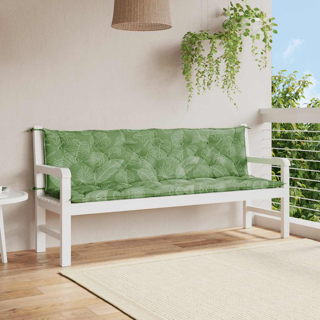 hynder til havebænk 2 stk 200x50x7 cm stof bladmønster