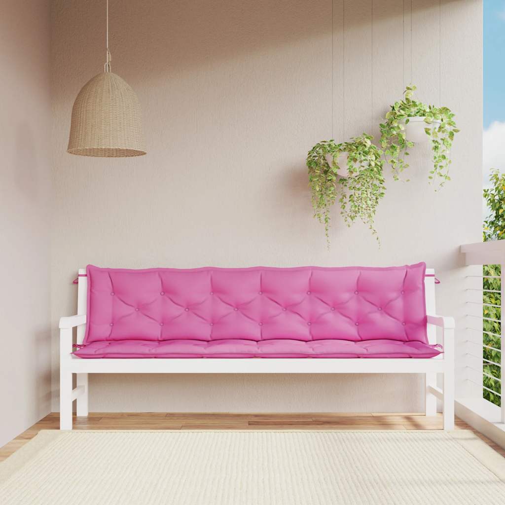 hynder til havebænk 2 stk. 200x50x7 cm stof pink