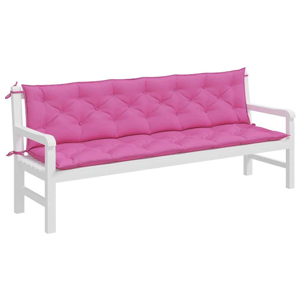 hynder til havebænk 2 stk. 200x50x7 cm stof pink
