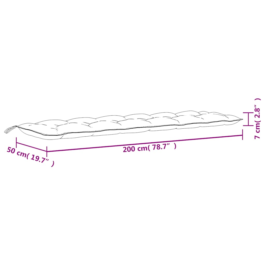 hynder til havebænk 2 stk. 200x50x7 cm stof pink
