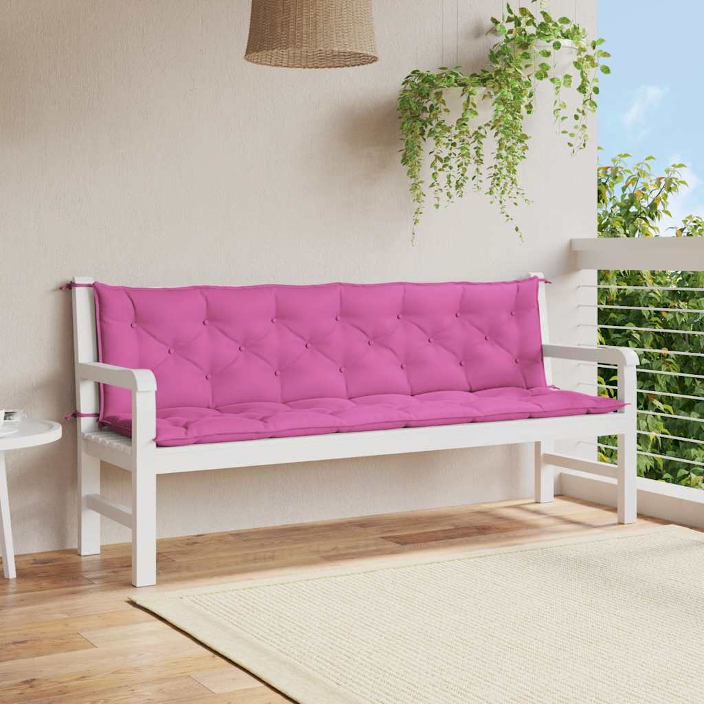 hynder til havebænk 2 stk. 200x50x7 cm stof pink