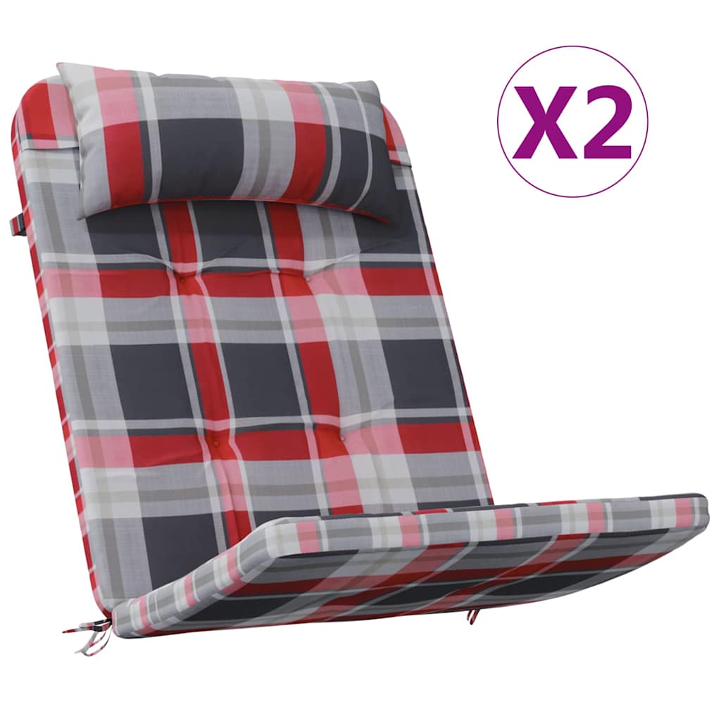 Stolehynder 2 stk. Oxford stof Rød Tjek 58 x 77 x 4,5 cm