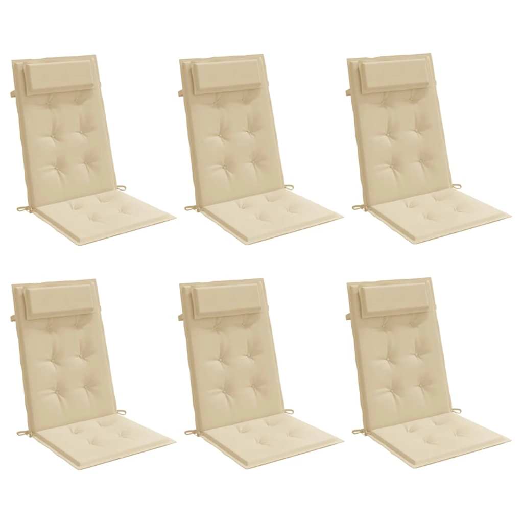 stolehynder m. høj ryg 6 stk. oxfordstof beige