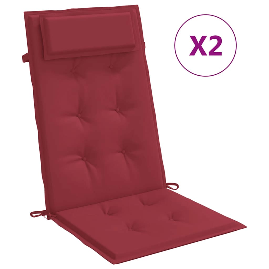 stolehynder m. høj ryg 2 stk. oxfordstof vinrød