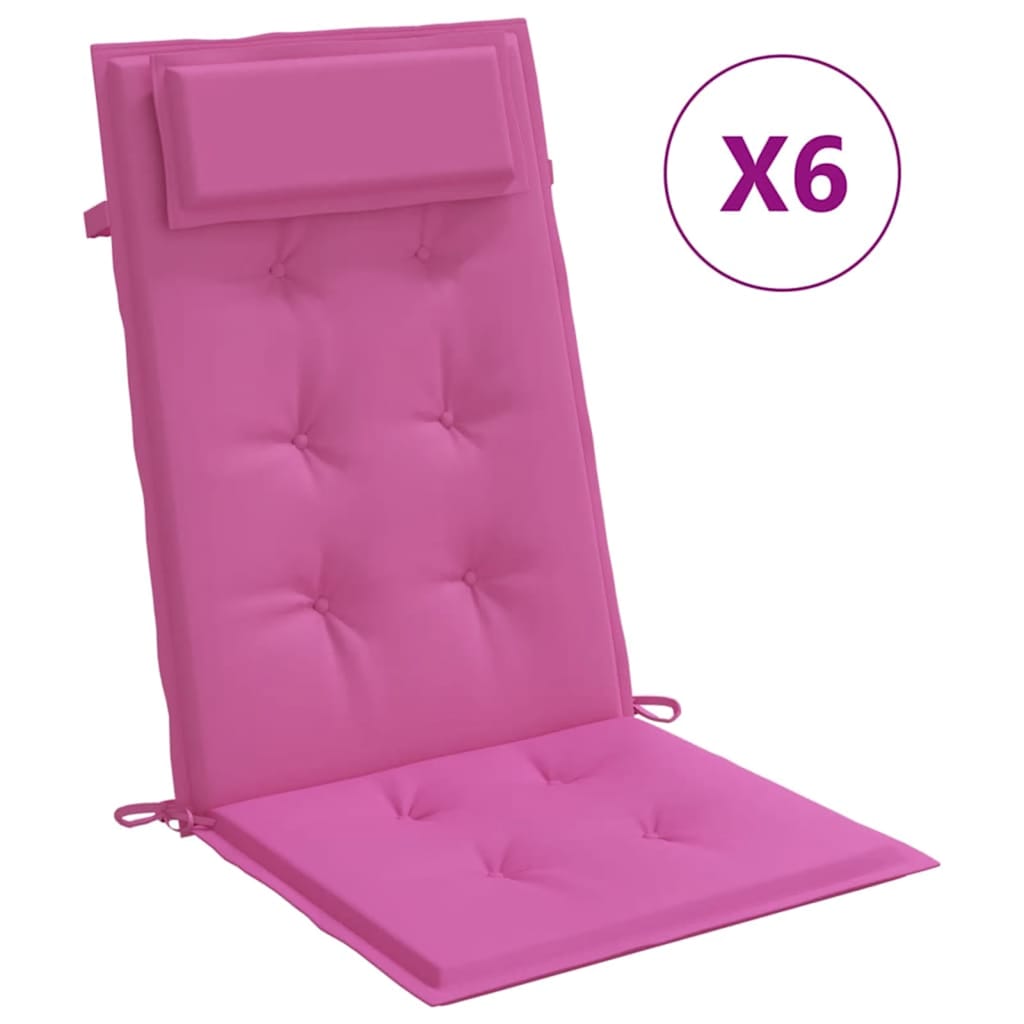 stolehynder m. høj ryg 6 stk. oxfordstof pink