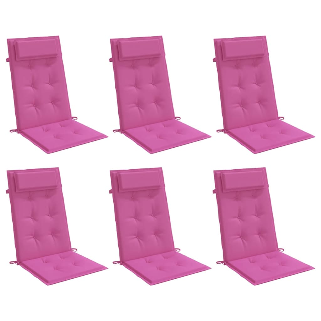 stolehynder m. høj ryg 6 stk. oxfordstof pink