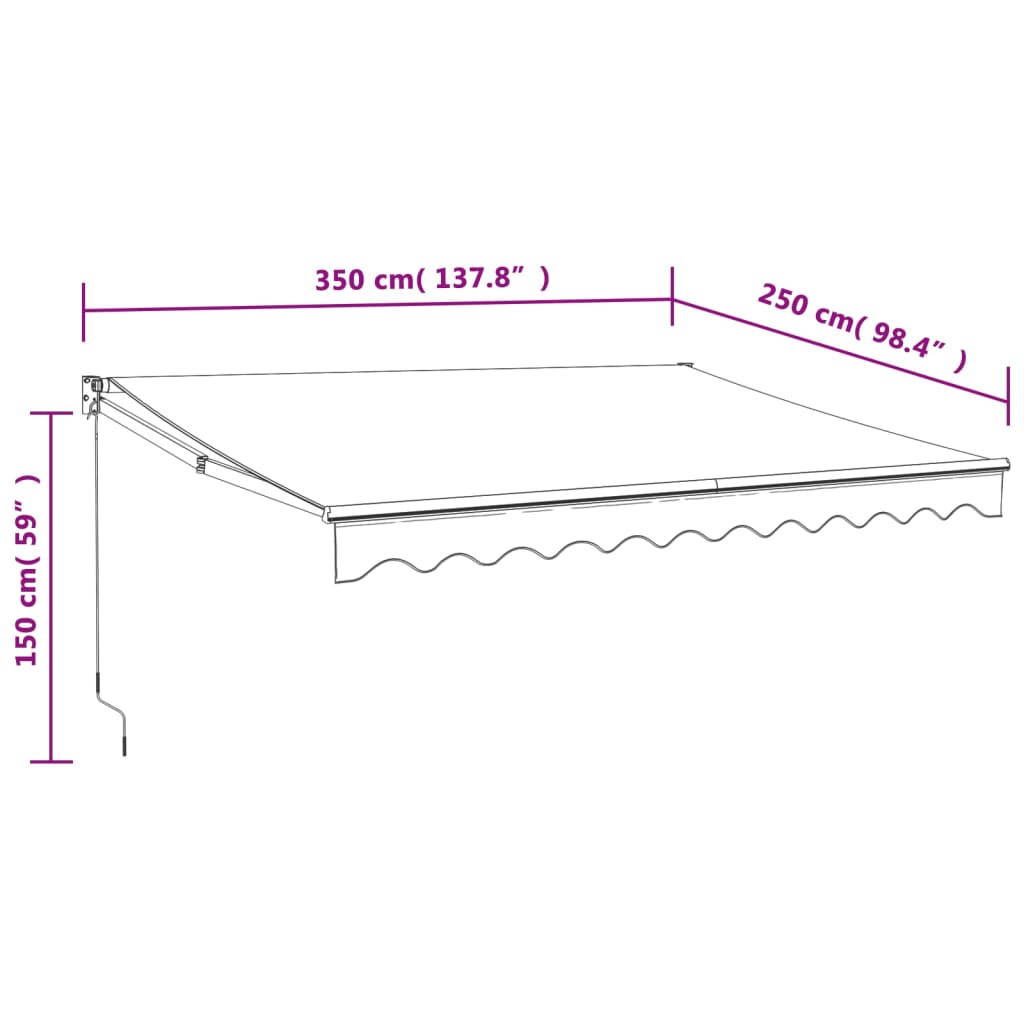 foldemarkise manuel betjening 3,5x2,5 m stof aluminium creme