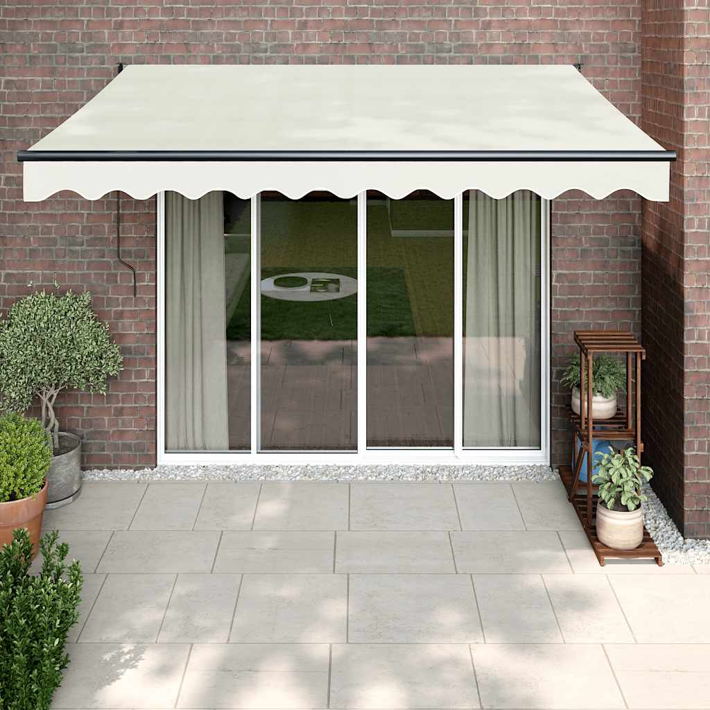 foldemarkise manuel betjening 3x2,5 m stof aluminium creme