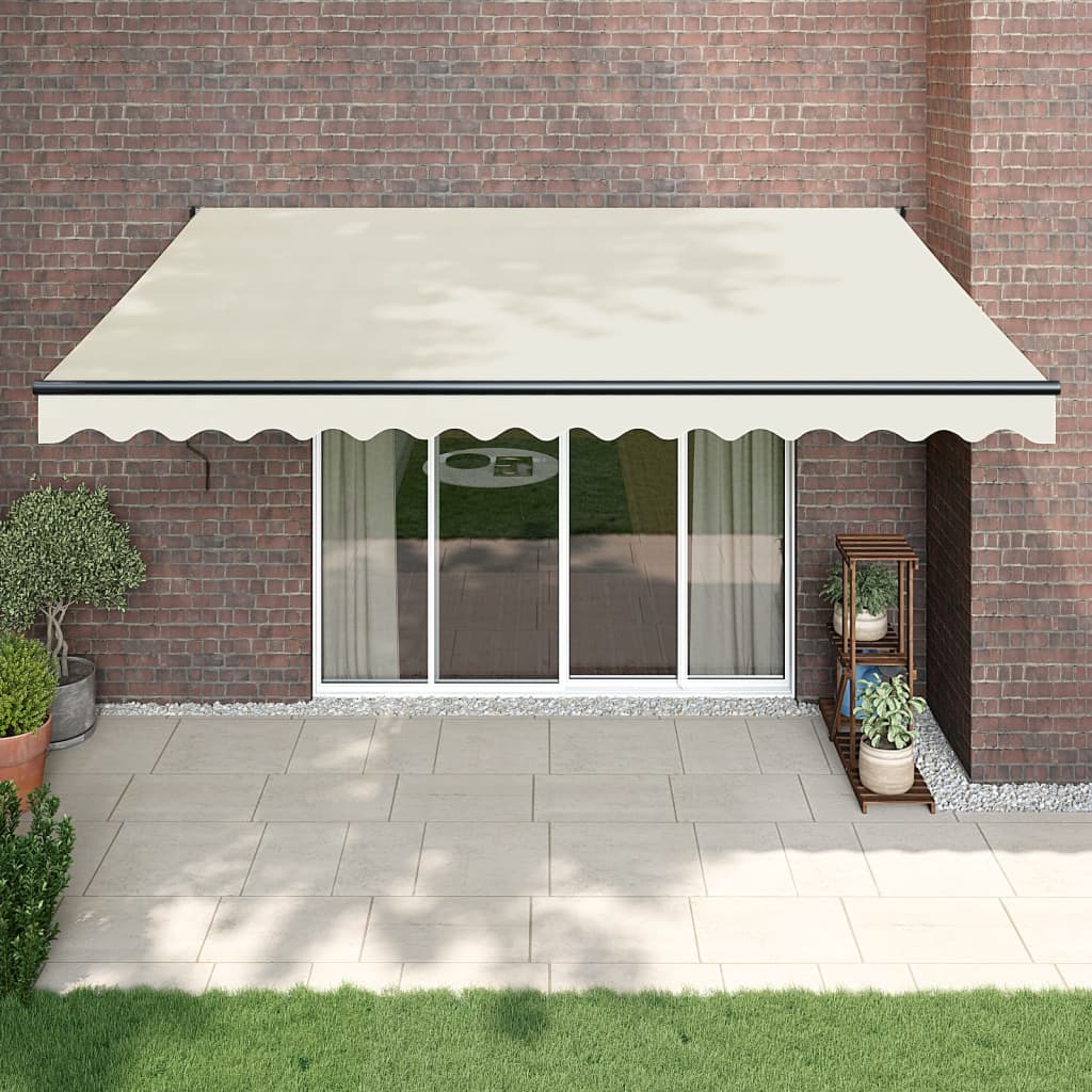 foldemarkise manuel betjening 4,5x3 m stof aluminium creme