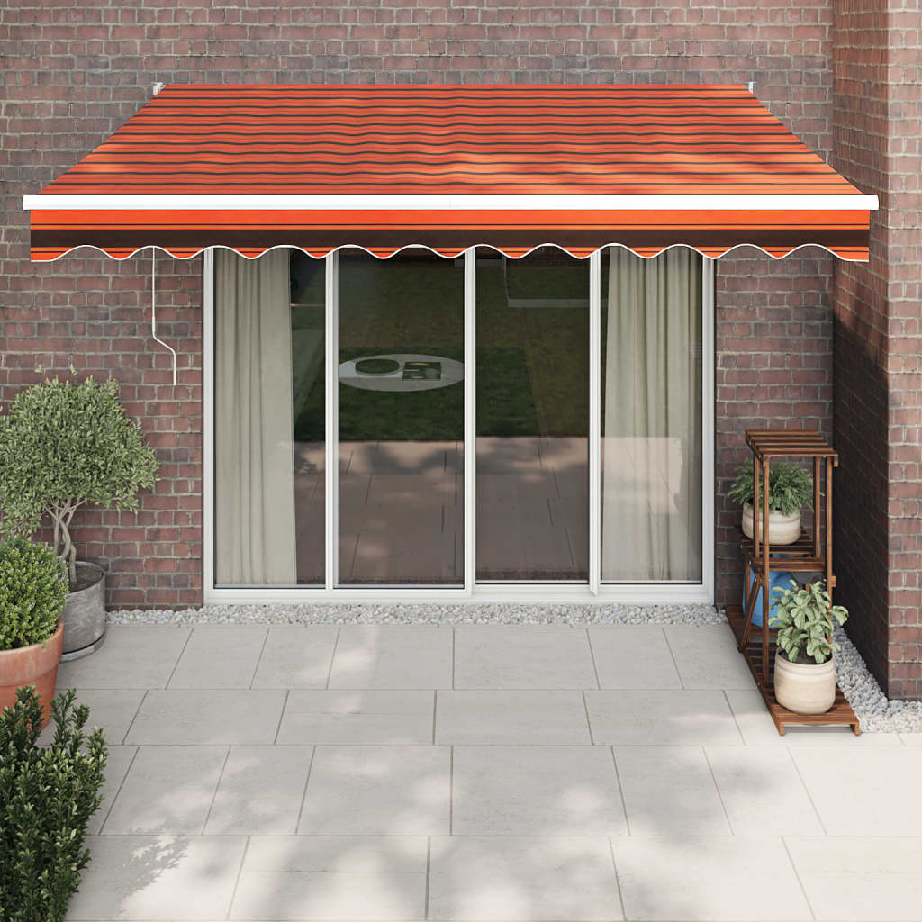 foldemarkise 3x2,5 m automatisk betjening orange og brun