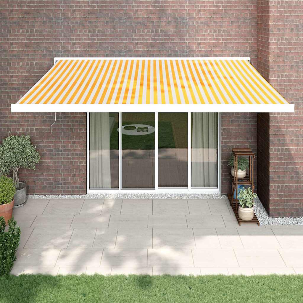 foldemarkise 4,5x3 m stof og aluminium gul og hvid