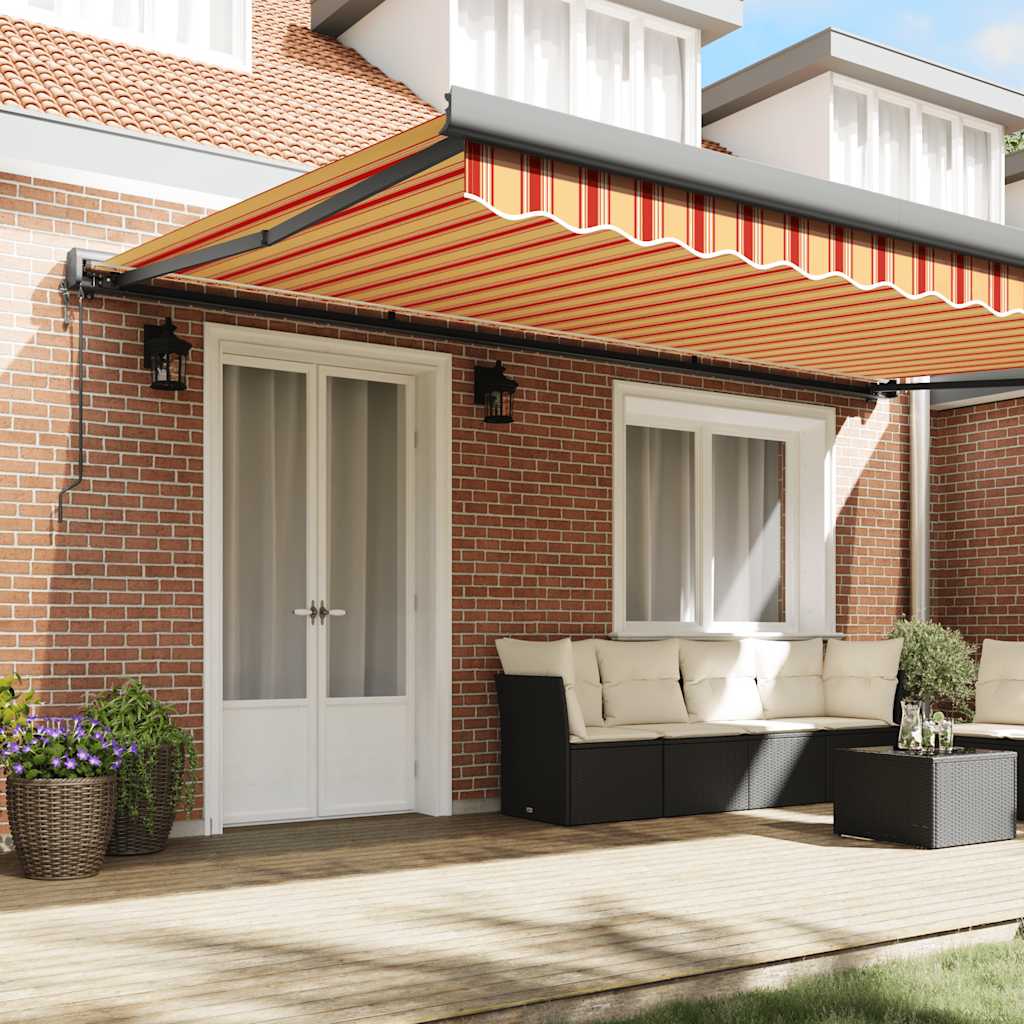 foldemarkise 5x3 m stof og aluminium gul og hvid