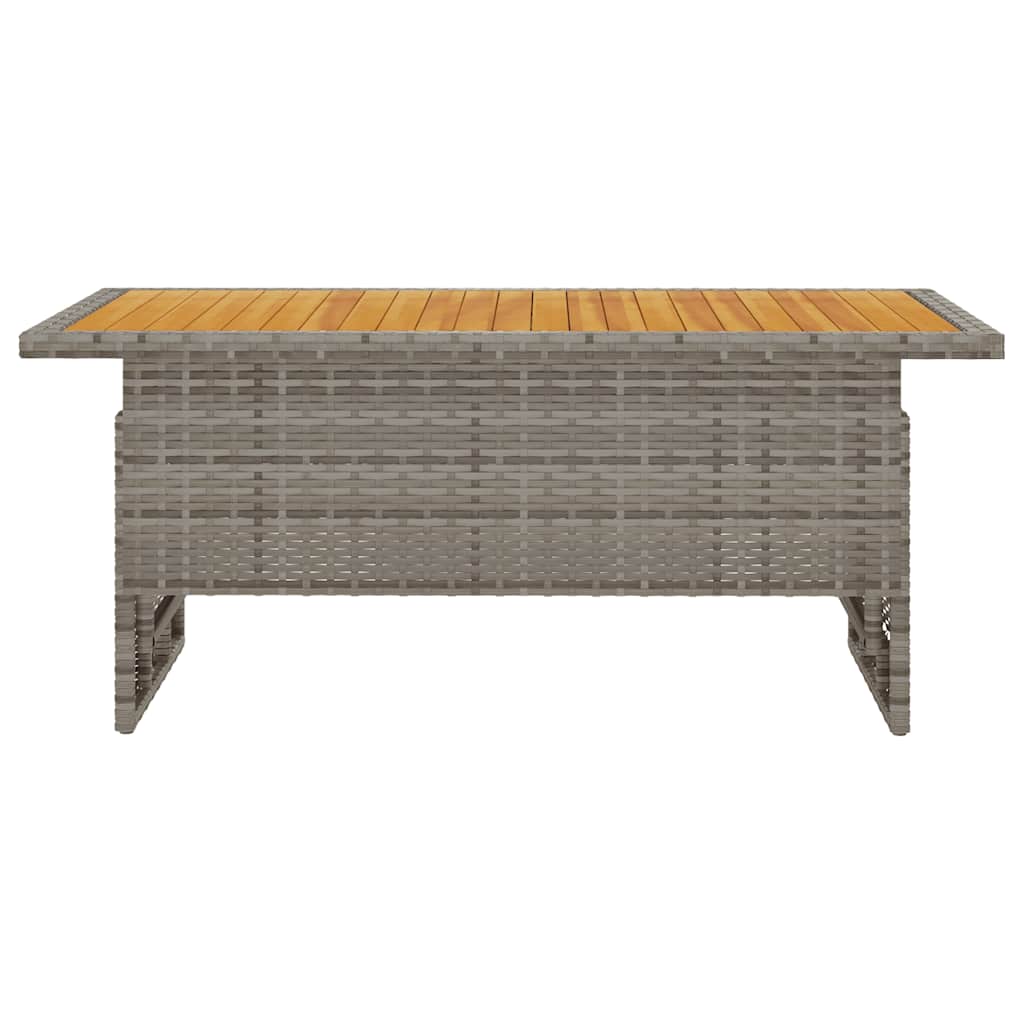 havebord 100x50x43/63 cm massivt akacietræ og polyrattan grå