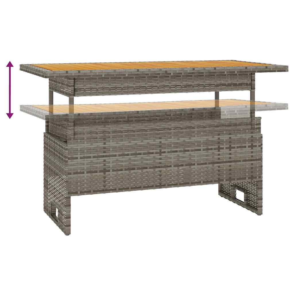 havebord 100x50x43/63 cm massivt akacietræ og polyrattan grå