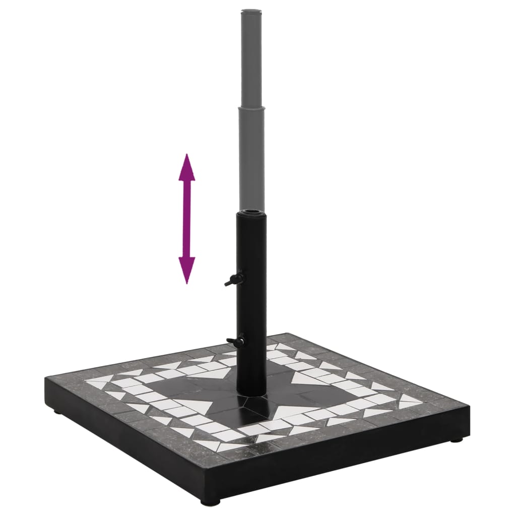 parasolfod 12 kg firkantet sort og hvid