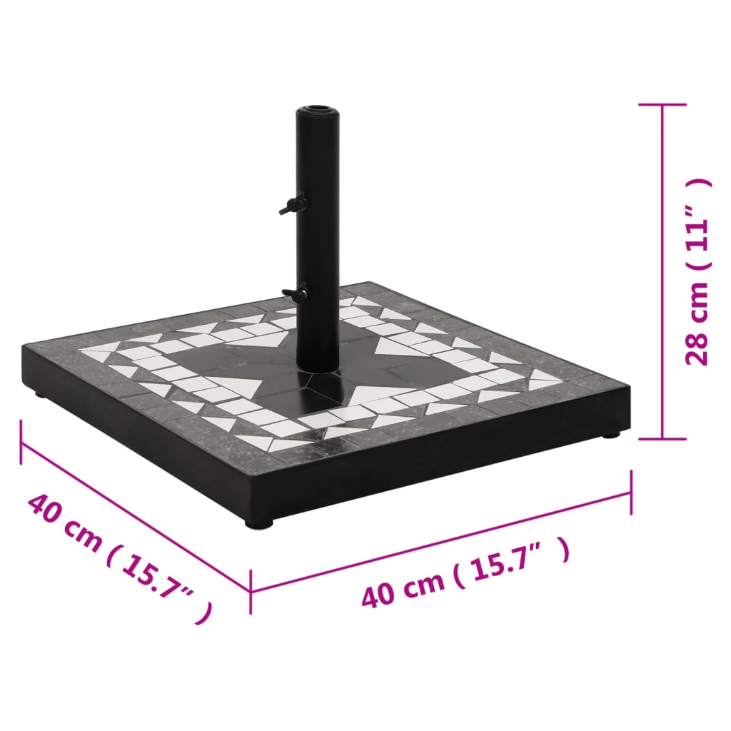 parasolfod 12 kg firkantet sort og hvid