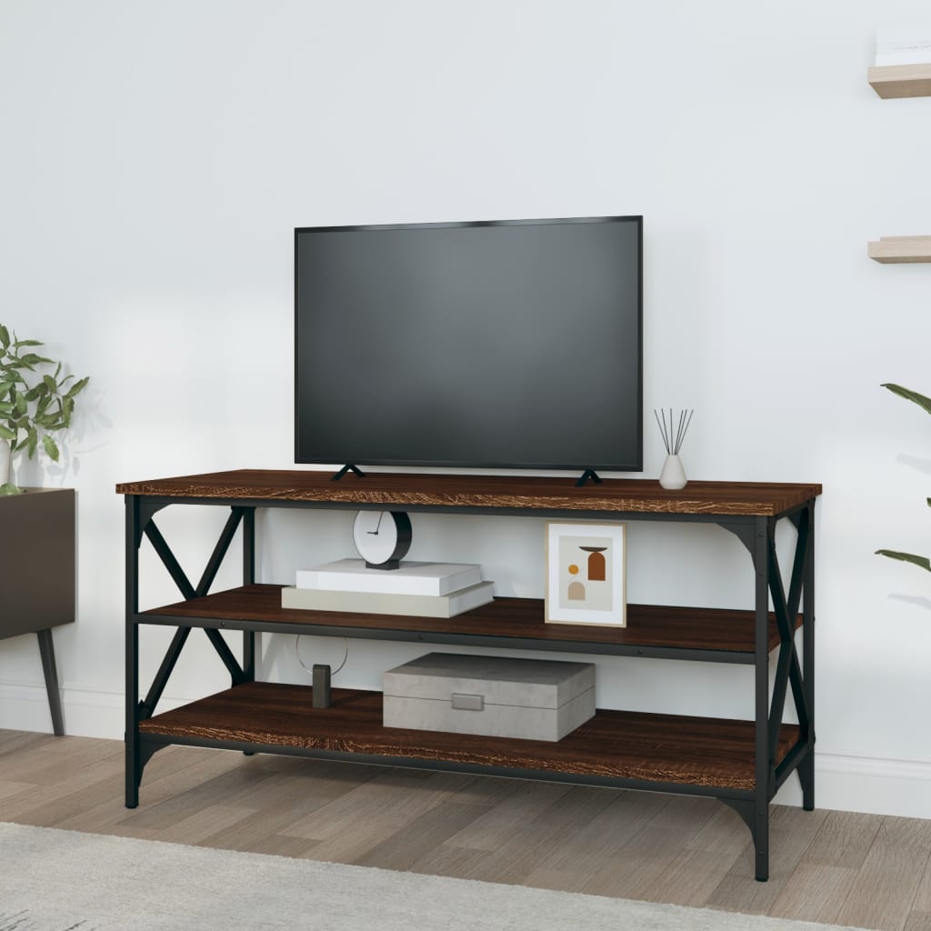 tv-bord 100x40x50 cm konstrueret træ brun egetræsfarve