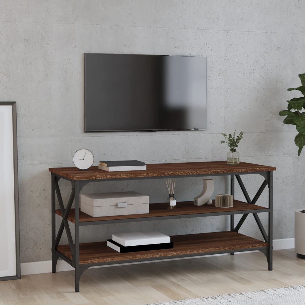 tv-bord 100x40x50 cm konstrueret træ brun egetræsfarve