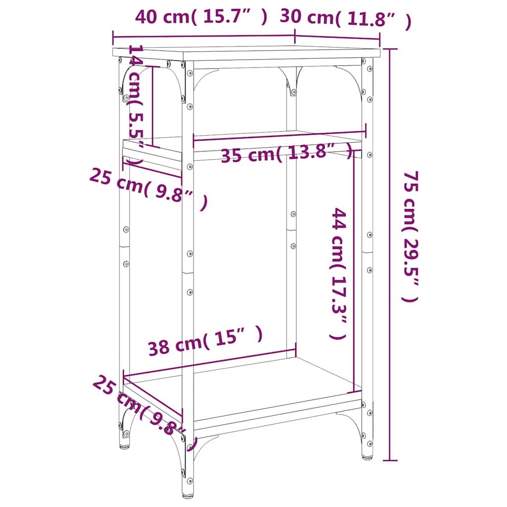 sidebord 40x30x75 cm konstrueret træ sort