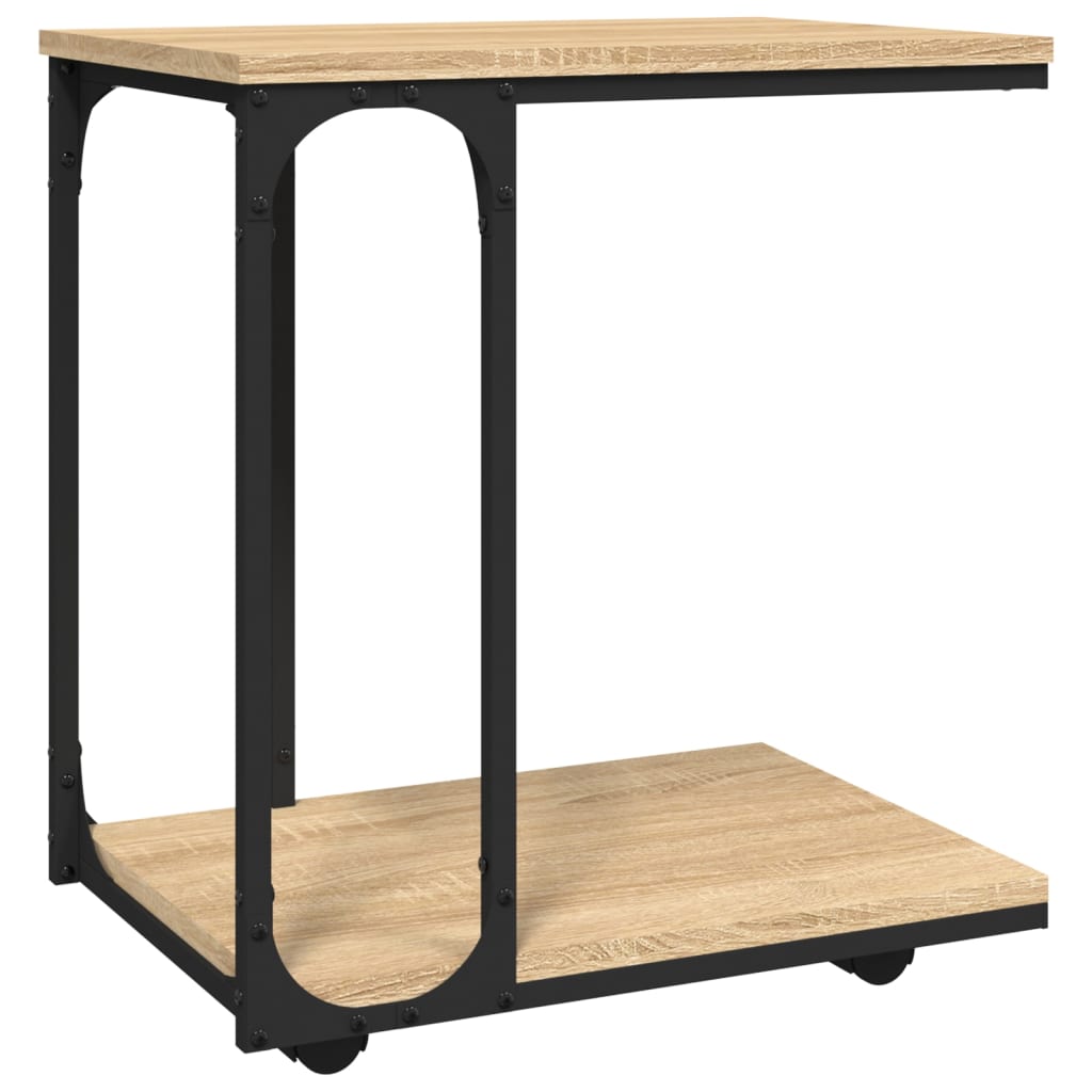 sidebord med hjul 50x35x55,5 cm konstrueret træ sonoma-eg