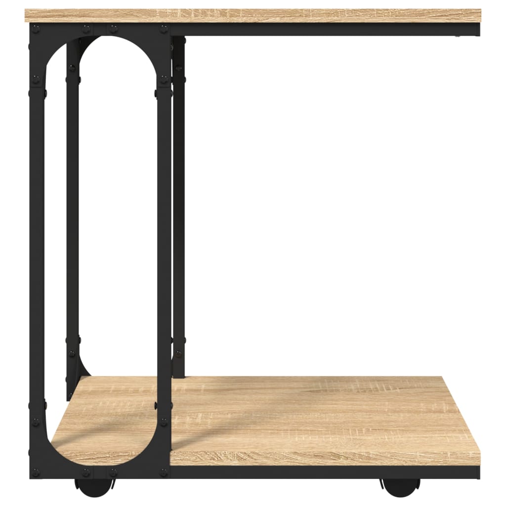 sidebord med hjul 50x35x55,5 cm konstrueret træ sonoma-eg