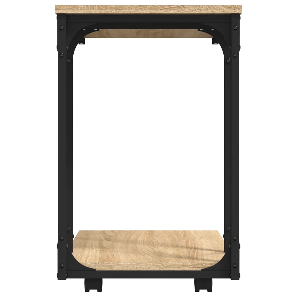 sidebord med hjul 50x35x55,5 cm konstrueret træ sonoma-eg