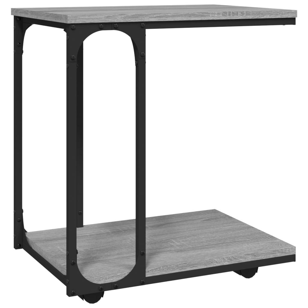 sidebord med hjul 50x35x55,5 cm konstrueret træ grå sonoma-eg