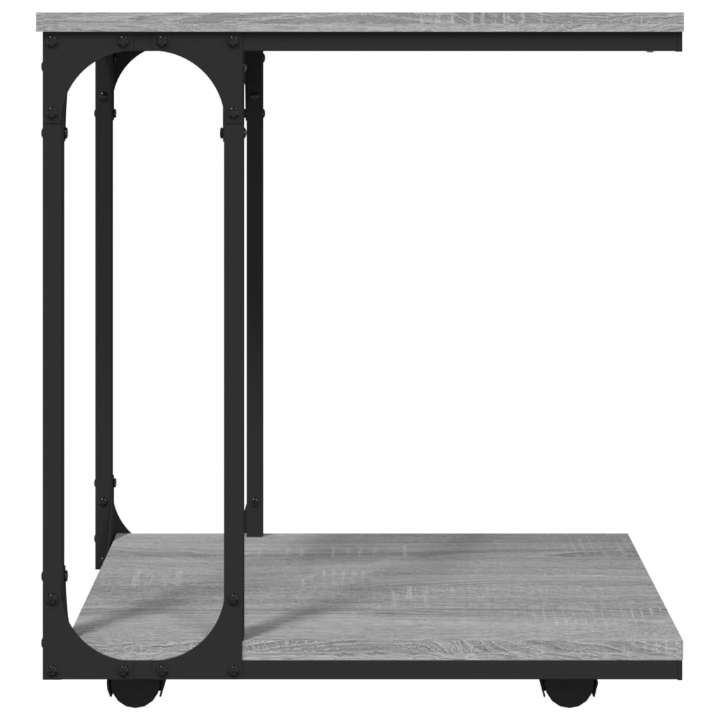 sidebord med hjul 50x35x55,5 cm konstrueret træ grå sonoma-eg