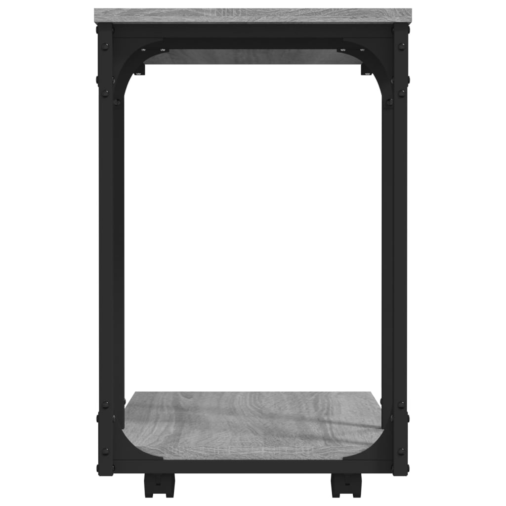 sidebord med hjul 50x35x55,5 cm konstrueret træ grå sonoma-eg