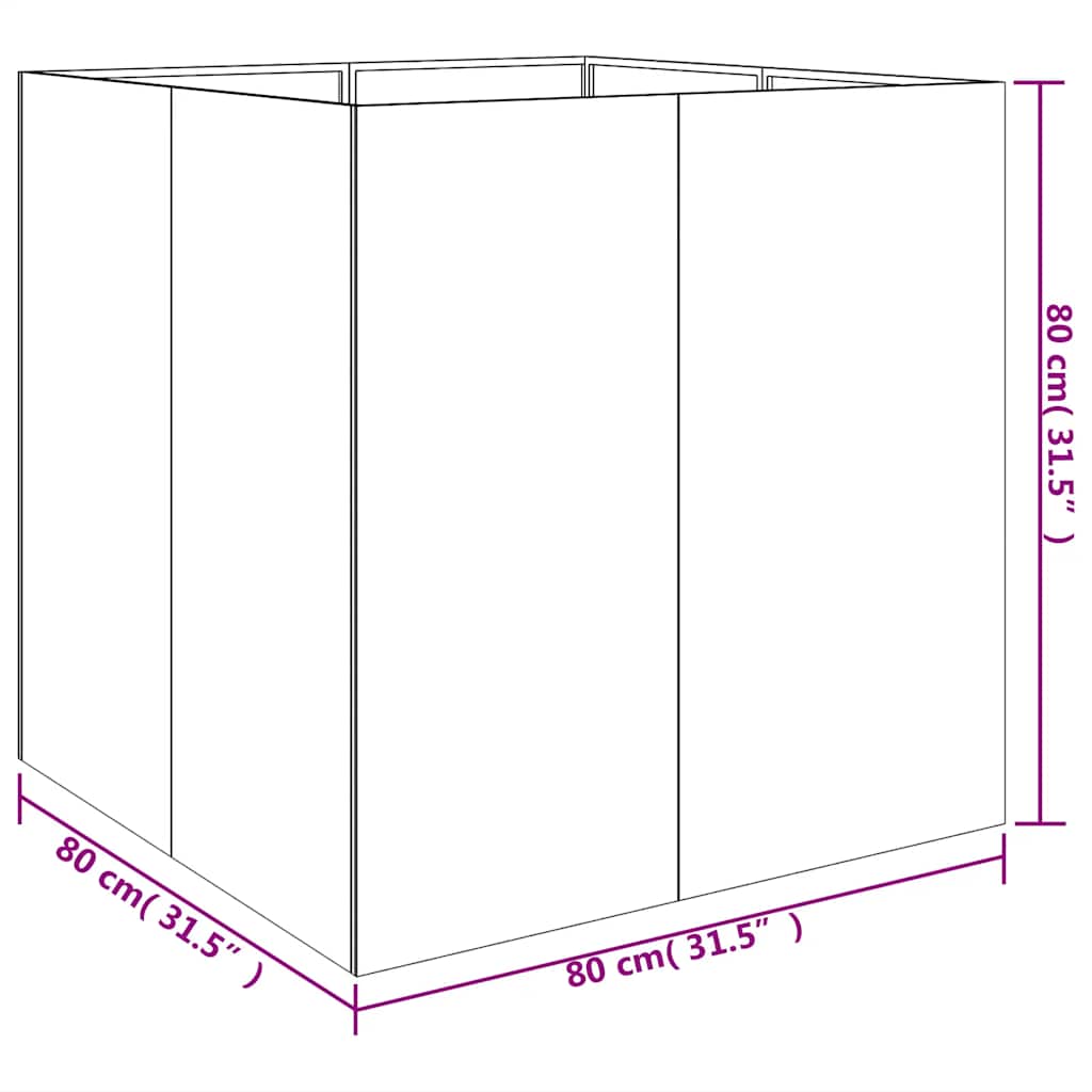 plantekasse 80x80x80 cm cortenstål
