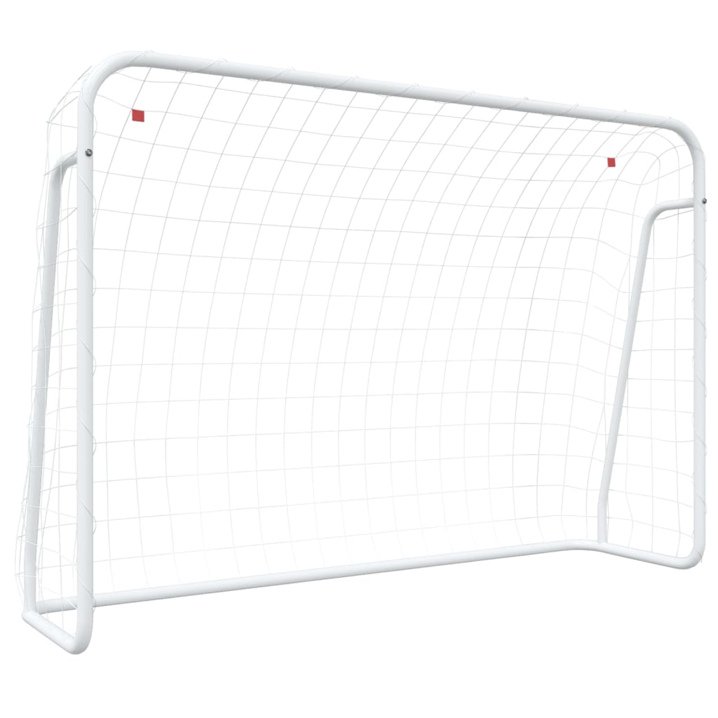 fodboldmål med net 214x75x152 cm stål og polyester hvid