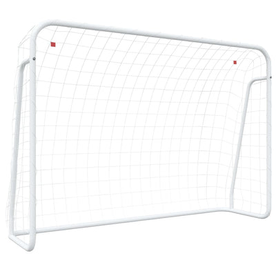 fodboldmål med net 214x75x152 cm stål og polyester hvid