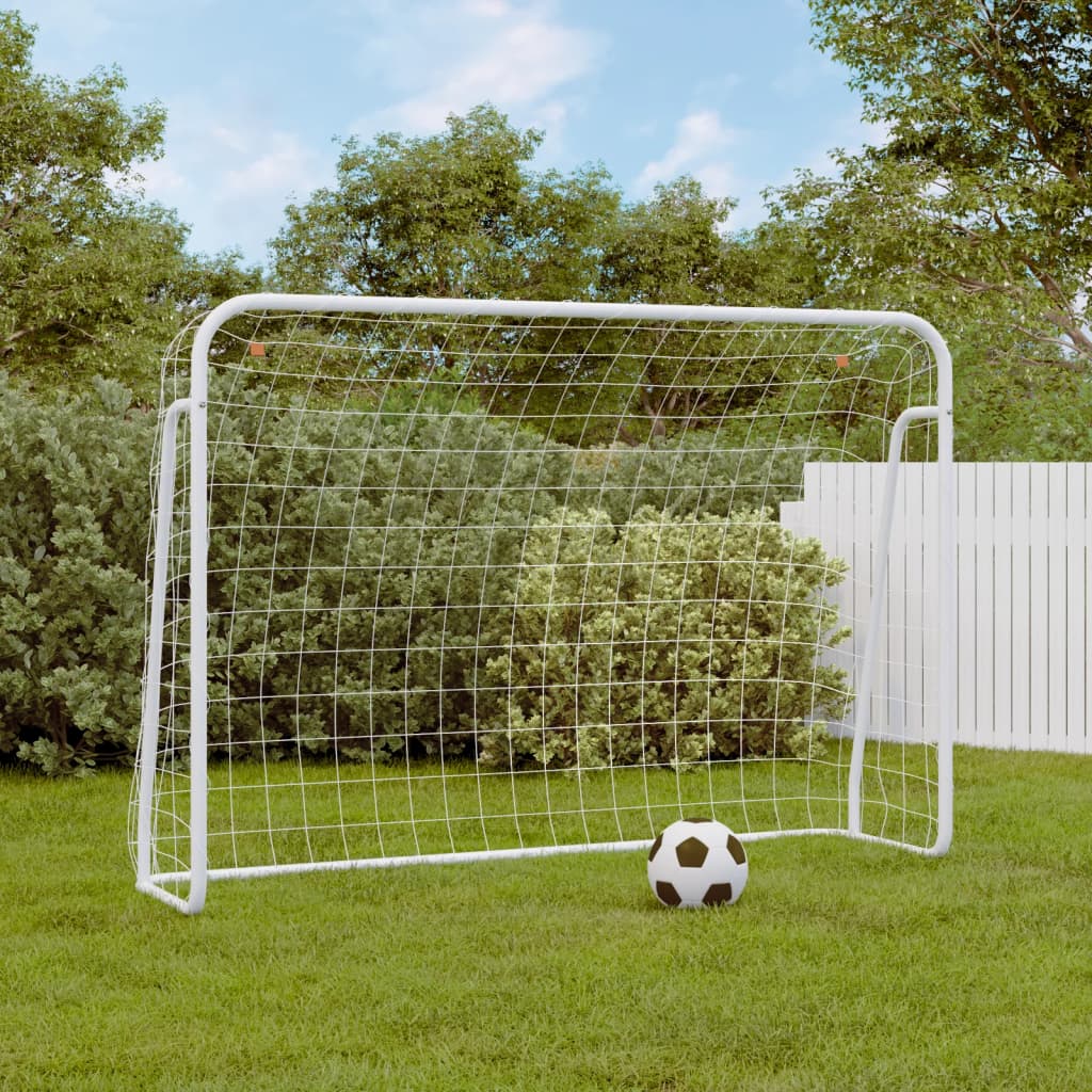 fodboldmål med net 214x75x152 cm stål og polyester hvid
