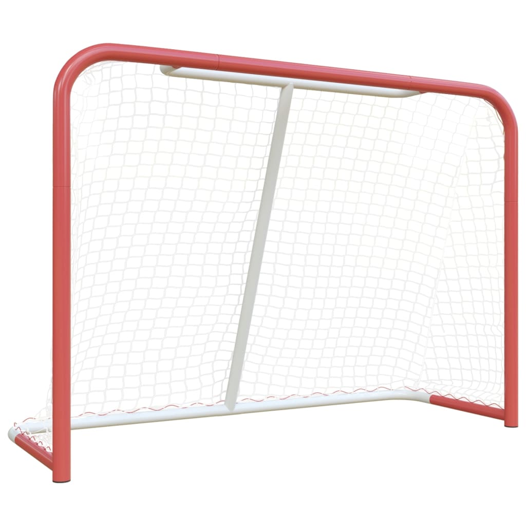hockeymål med net 153x60x118 cm stål og polyester rød og hvid