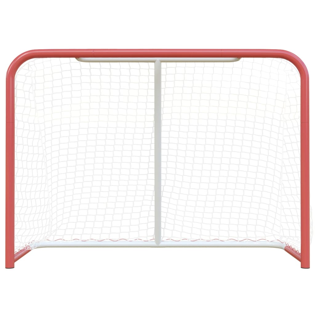 hockeymål med net 153x60x118 cm stål og polyester rød og hvid