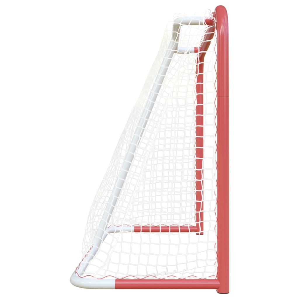hockeymål med net 153x60x118 cm stål og polyester rød og hvid