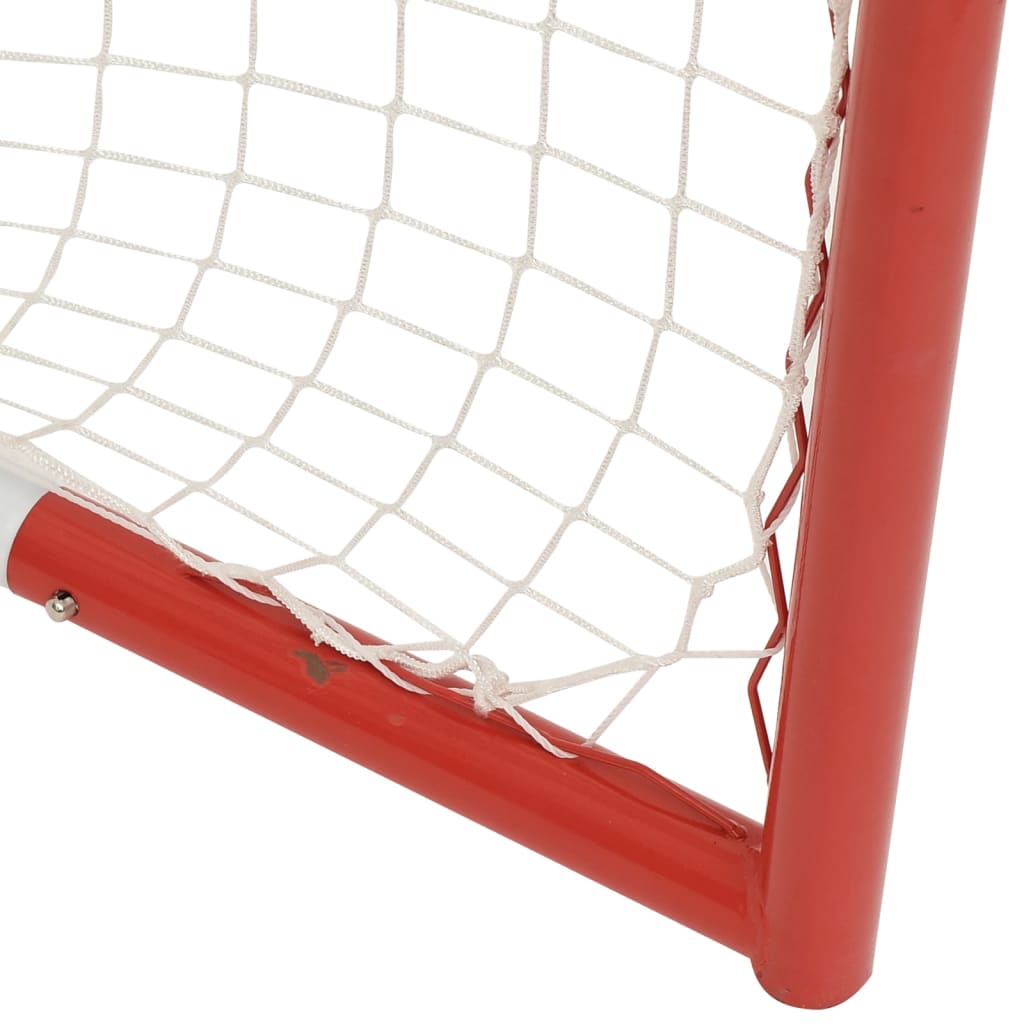 hockeymål med net 153x60x118 cm stål og polyester rød og hvid