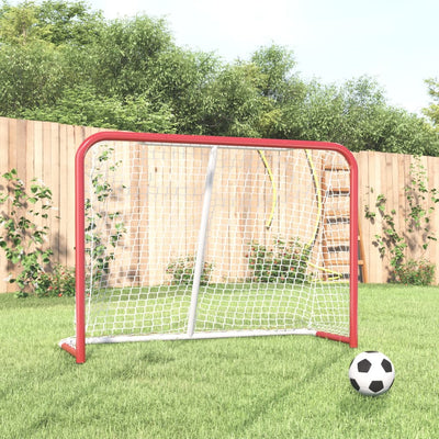 hockeymål med net 153x60x118 cm stål og polyester rød og hvid