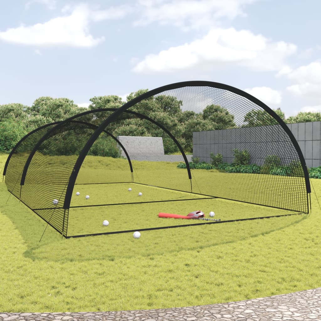 batting cage net til baseball 900x400x250 cm polyester sort