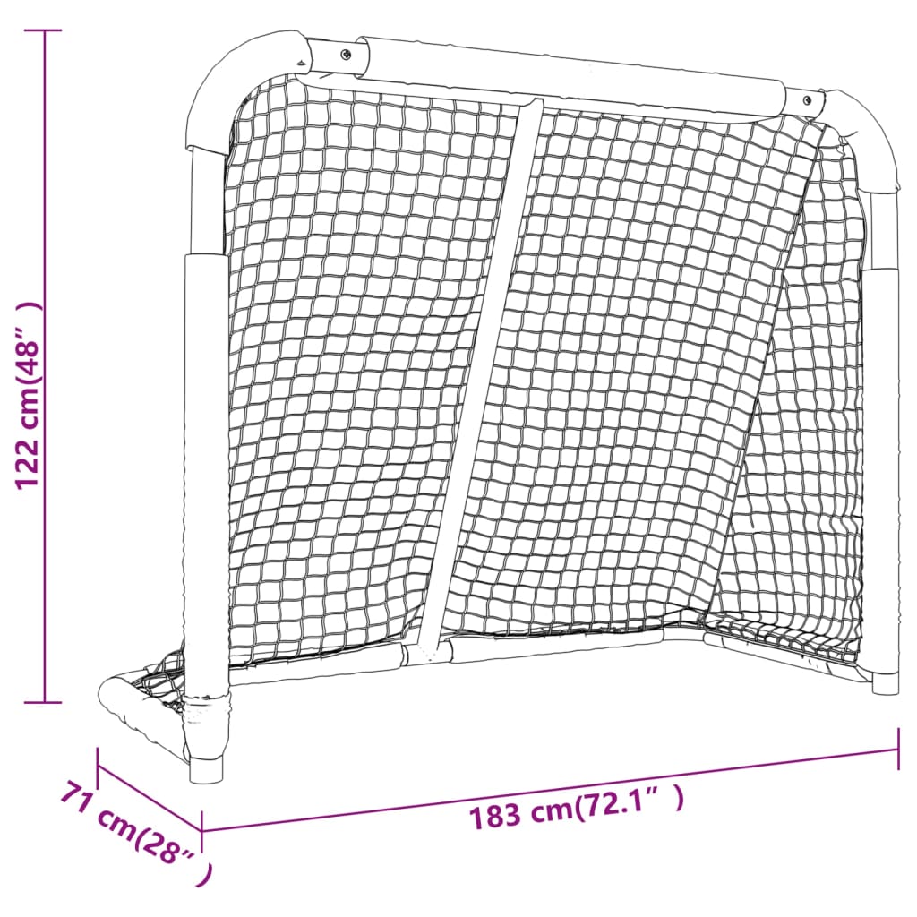 hockeymål 183x71x122 cm polyester rød og hvid