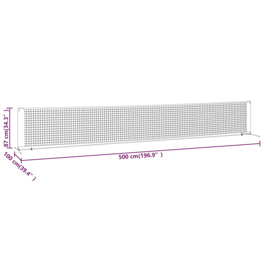 tennisnet 500x100x87 cm polyester sort og rød
